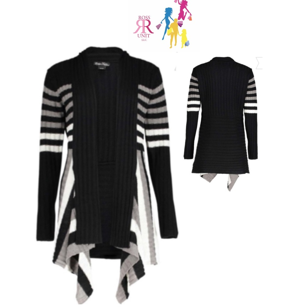 🆕 Black Striped Ribbed Cardigan